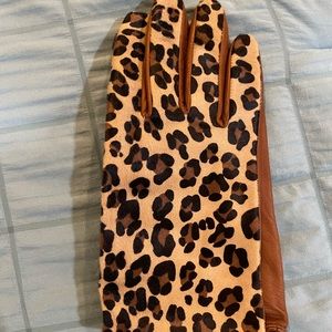Genuine Italian leather and fur gloves